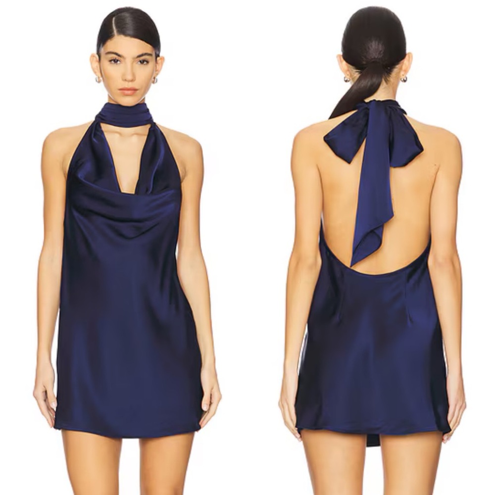 NEW NWT Stone Cold Fox X REVOLVE Amelia Mini Dress In Navy Blue